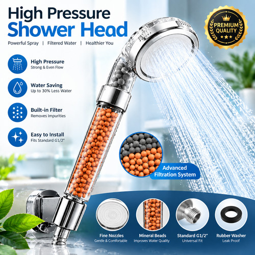 High pressure shower head - pressure, 3