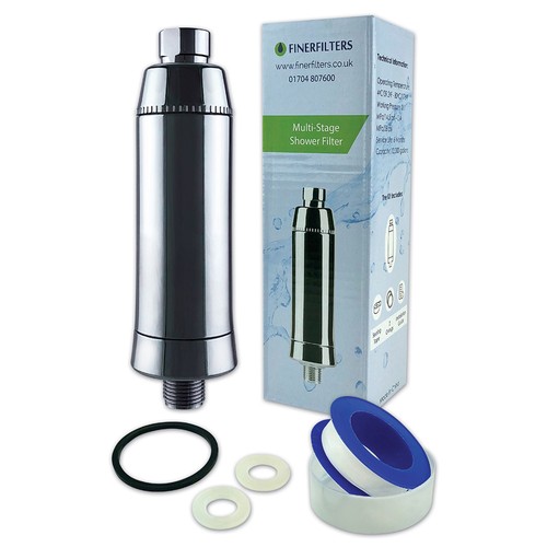 Inline shower water filter - inline, and